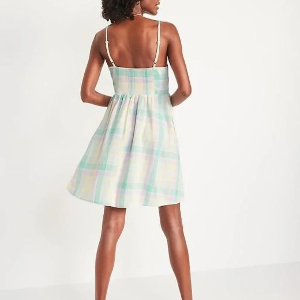 Old Navy Fit & Flare Tie-Front Smocked Printed Mini Cami Dress for Women New - Picture 2 of 9